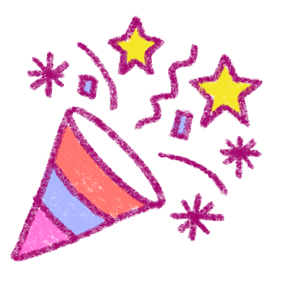 Party popper with confetti